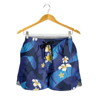Teal Purple Banana Leaf Hawaii Shorts for Women Lau Maia Plumeria Tropical Summer Vibes LT14 - Polynesian Pride