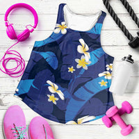 Teal Purple Banana Leaf Hawaii Women Racerback Tank Lau Maia Plumeria Tropical Summer Vibes LT14 Teal Purple - Polynesian Pride
