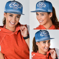 Toa Samoa Rugby Snapback Cap Uso aso uma Samoan Pattern Blue - Polynesian Pride