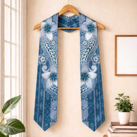 Tonga Kupesi Ngatu Graduation Stole Vintage Blue Plumeria
