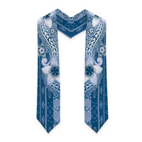 Tonga Kupesi Ngatu Graduation Stole Vintage Blue Plumeria