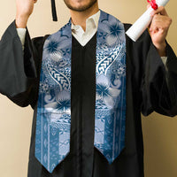 Tonga Kupesi Ngatu Graduation Stole Vintage Blue Plumeria