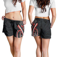Traditional Art Hawaiian Kakau Tattoos Shorts for Women Red Color LT03
