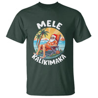 Mele Kalikimaka Tropical Hawaiian Christmas in Hawaii Sunbath Santa T Shirt TS02 Dark Forest Green - Polynesian Pride