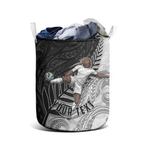 Personalized New Zealand Football Laundry Basket Kiwi Mascot with Silver Fern - Maori Tribal Tattoo Art TS04 - Polynesian Pride