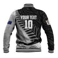 Personalized New Zealand Football Baseball Jacket Kiwi Mascot with Silver Fern - Maori Tribal Tattoo Art TS04 - Polynesian Pride