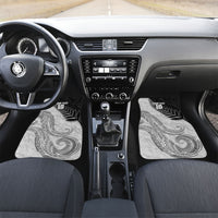 Personalized New Zealand Football Car Mats Kiwi Mascot with Silver Fern - Maori Tribal Tattoo Art TS04 Set 2pcs - Front Black White - Polynesian Pride