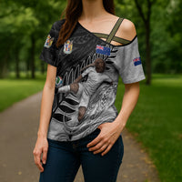 Personalized New Zealand Football Cross Shoulder Shirt Kiwi Mascot with Silver Fern - Maori Tribal Tattoo Art TS04 - Polynesian Pride