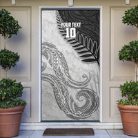Personalized New Zealand Football Door Cover Kiwi Mascot with Silver Fern - Maori Tribal Tattoo Art TS04 Black White - Polynesian Pride