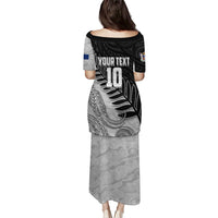 Personalized New Zealand Football Family Matching Puletasi and Hawaiian Shirt Kiwi Mascot with Silver Fern - Maori Tribal Tattoo Art TS04 - Polynesian Pride