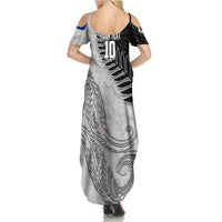 Personalized New Zealand Football Family Matching Summer Maxi Dress and Hawaiian Shirt Kiwi Mascot with Silver Fern - Maori Tribal Tattoo Art TS04 - Polynesian Pride