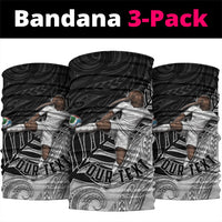 Personalized New Zealand Football Neck Gaiter Kiwi Mascot with Silver Fern - Maori Tribal Tattoo Art TS04 package One Size: 25*50cm Black White - Polynesian Pride