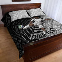 Personalized New Zealand Football Quilt Bed Set Kiwi Mascot with Silver Fern - Maori Tribal Tattoo Art TS04 - Polynesian Pride