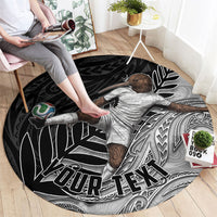 Personalized New Zealand Football Round Carpet Kiwi Mascot with Silver Fern - Maori Tribal Tattoo Art TS04 - Polynesian Pride