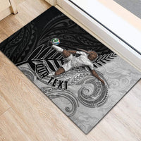 Personalized New Zealand Football Rubber Doormat Kiwi Mascot with Silver Fern - Maori Tribal Tattoo Art TS04 - Polynesian Pride