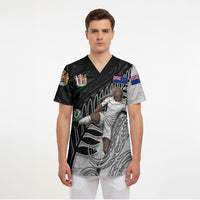 Personalized New Zealand Football Scrub Top Kiwi Mascot with Silver Fern - Maori Tribal Tattoo Art TS04 - Polynesian Pride