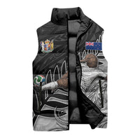Personalized New Zealand Football Sleeveless Puffer Jacket Kiwi Mascot with Silver Fern - Maori Tribal Tattoo Art TS04 - Polynesian Pride