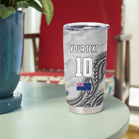 Personalized New Zealand Football Tumbler Cup Kiwi Mascot with Silver Fern - Maori Tribal Tattoo Art TS04 - Polynesian Pride