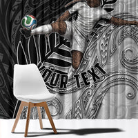 Personalized New Zealand Football Window Curtain Kiwi Mascot with Silver Fern - Maori Tribal Tattoo Art TS04 - Polynesian Pride