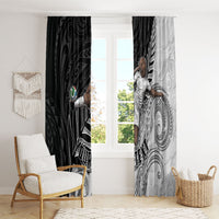 Personalized New Zealand Football Window Curtain Kiwi Mascot with Silver Fern - Maori Tribal Tattoo Art TS04 - Polynesian Pride