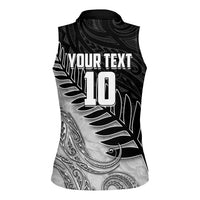 Personalized New Zealand Football Women Sleeveless Polo Shirt Kiwi Mascot with Silver Fern - Maori Tribal Tattoo Art TS04 - Polynesian Pride