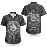 Hawaiian Piko Couples Matching Off The Shoulder Long Sleeve Dress and Hawaiian Shirt Cultural Anchor Connect Your Roots Ocean Waves