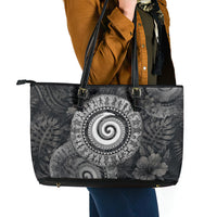 Hawaiian Piko Leather Tote Bag Cultural Anchor Connect Your Roots Ocean Waves