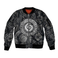 Hawaiian Piko Sleeve Zip Bomber Jacket Cultural Anchor Connect Your Roots Ocean Waves