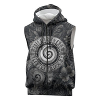 Hawaiian Piko Sleeveless Zip Hoodie Cultural Anchor Connect Your Roots Ocean Waves