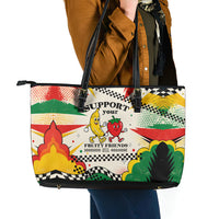Support Your Fruity Friends Love Wins Gay Pride Leather Tote Bag LGBTQ Retro 30s Cartoon Checkered