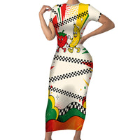 Support Your Fruity Friends Love Wins Gay Pride Short Sleeve Bodycon Dress LGBTQ Retro 30s Cartoon Checkered TS04 Long Dress White Yellow - Polynesian Pride