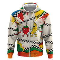 Support Your Fruity Friends Love Wins Gay Pride Zip Hoodie LGBTQ Retro 30s Cartoon Checkered
