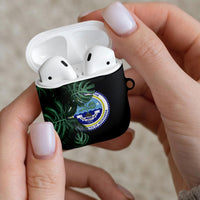 Federated States Of Micronesia AirPods Case FSM Tropical Monstera Leaf Dark Tribal Pattern