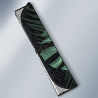 Federated States Of Micronesia Auto Sun Shade FSM Tropical Monstera Leaf Dark Tribal Pattern