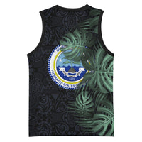 Federated States Of Micronesia Basketball Jersey FSM Tropical Monstera Leaf Dark Tribal Pattern