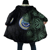 Federated States Of Micronesia Cloak FSM Tropical Monstera Leaf Dark Tribal Pattern