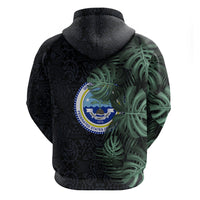 Federated States Of Micronesia Hoodie FSM Tropical Monstera Leaf Dark Tribal Pattern