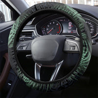 Federated States Of Micronesia Steering Wheel Cover FSM Tropical Monstera Leaf Dark Tribal Pattern