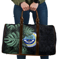 Federated States Of Micronesia Travel Bag FSM Tropical Monstera Leaf Dark Tribal Pattern