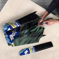 Federated States Of Micronesia Umbrella FSM Tropical Monstera Leaf Dark Tribal Pattern