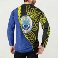 Federated States Of Micronesia FSM Button Sweatshirt Pacific Islander Tribal Swirl Geometric Pattern
