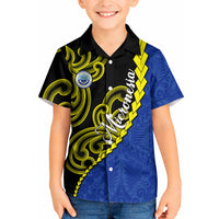 Federated States Of Micronesia FSM Kid Hawaiian Shirt Pacific Islander Tribal Swirl Geometric Pattern