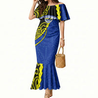 Federated States Of Micronesia FSM Mermaid Dress Pacific Islander Tribal Swirl Geometric Pattern