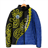 Federated States Of Micronesia FSM Padded Jacket Pacific Islander Tribal Swirl Geometric Pattern