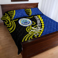 Federated States Of Micronesia FSM Quilt Bed Set Pacific Islander Tribal Swirl Geometric Pattern