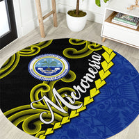 Federated States Of Micronesia FSM Round Carpet Pacific Islander Tribal Swirl Geometric Pattern