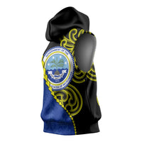 Federated States Of Micronesia FSM Sleeveless Hoodie Pacific Islander Tribal Swirl Geometric Pattern