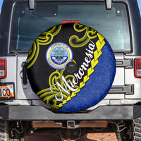 Federated States Of Micronesia FSM Spare Tire Cover Pacific Islander Tribal Swirl Geometric Pattern