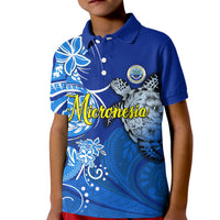 Micronesia Sea Turtle Kid Polo Shirt Federated States Of Micronesia Tribal Floral Pattern