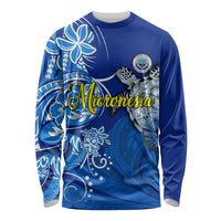 Micronesia Sea Turtle Long Sleeve Shirt Federated States Of Micronesia Tribal Floral Pattern
